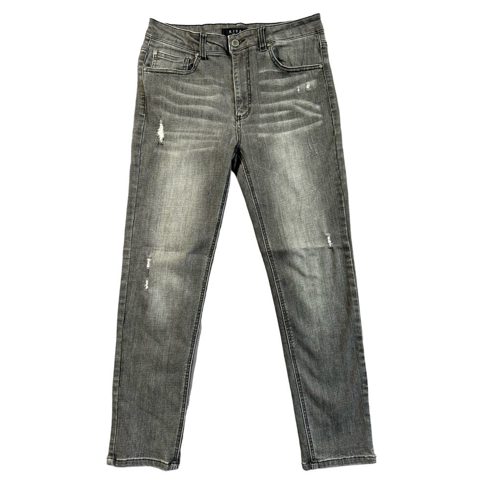 Risen Dexter Skinny Jean Women’s Size 30/11 Gray Light Distress Stretch Mid Rise